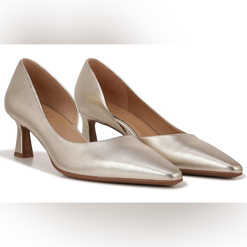 Naturalizer Women's Champagne Metallic Leather Dalary Pointed Toe Heels